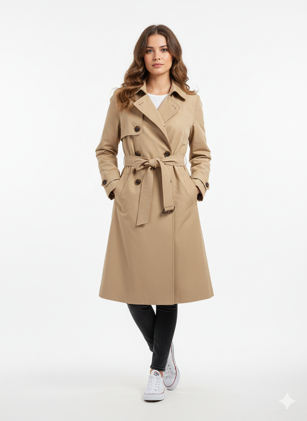 سایز L,کرمی رنگ ،آستر کشی ندارد،مناسب پاییز و بهار ،قد ببند تا زیر زانو